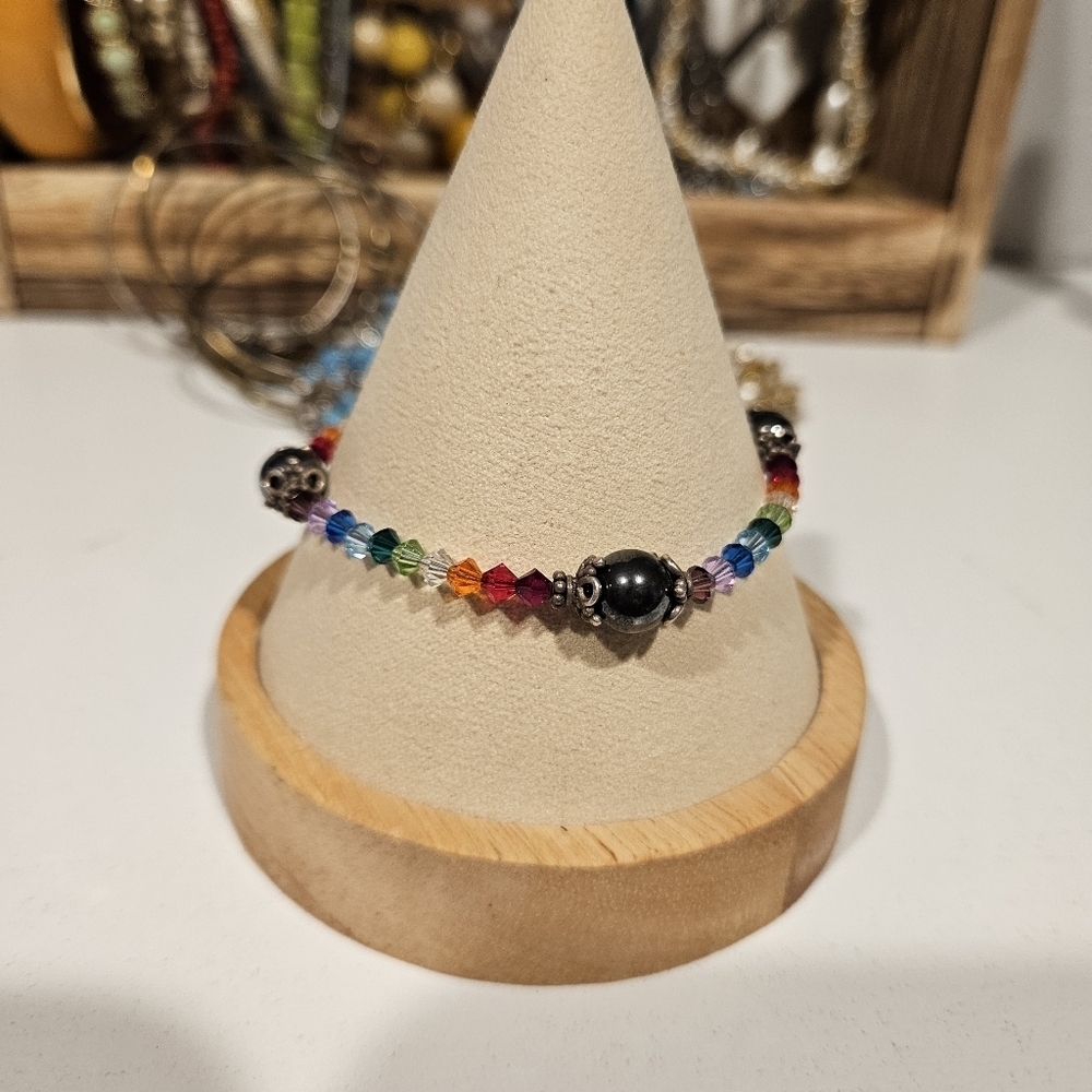 Rainbow Crystal Beaded Bracelet Chakra Magnetic Women's Jewelry Colorful